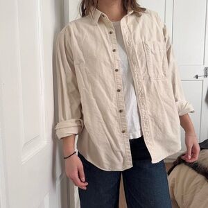 Vintage 90s L.L Bean White / Cream Flannel Button Down